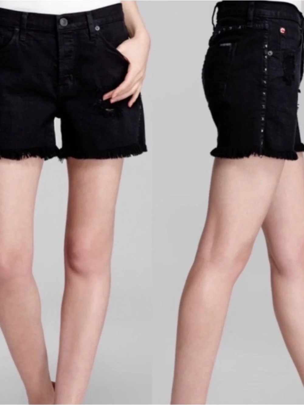 Hudson Jeans Libertine Boyfriend Shorts Black Stud Sz 29